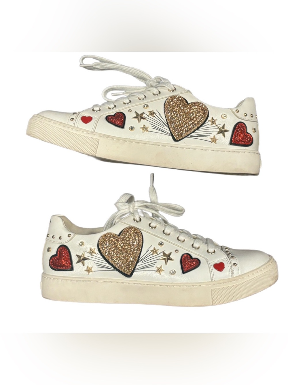 ALDO Elixir "Love Your Selfie" White Heart & Star Sneakers - Women’s Size 7 US